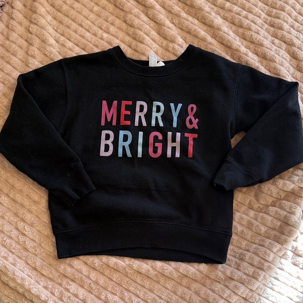 Rabbit Skins Black Kids Merry and Bright Sweatshirt